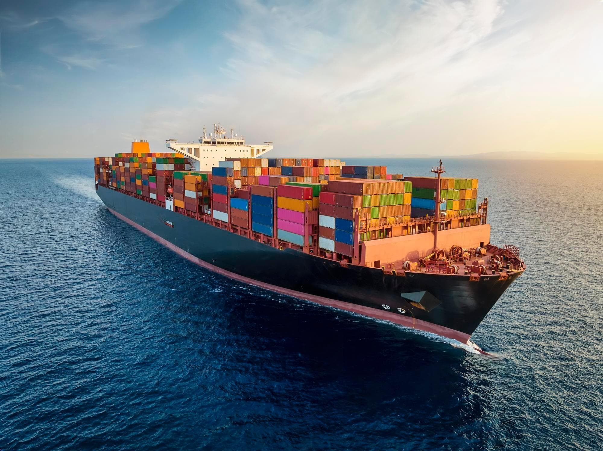 Cargo ship sailing in the sea